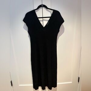Club Monaco Black Knit V-Neck Maxi Dress